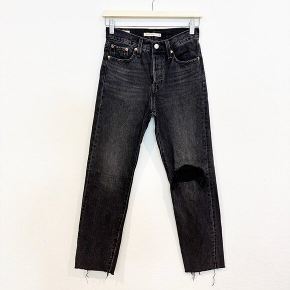 Levi's Denim Wedgie Straight High Rise Button Fly Distressed Jeans Classic 25 - Picture 1 of 9
